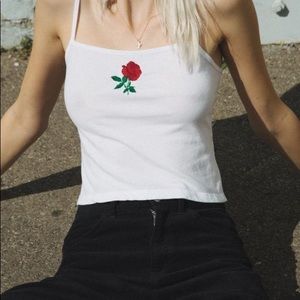 Brandy Melville FAYE ROSE EMBROIDERY TANK - NEW
